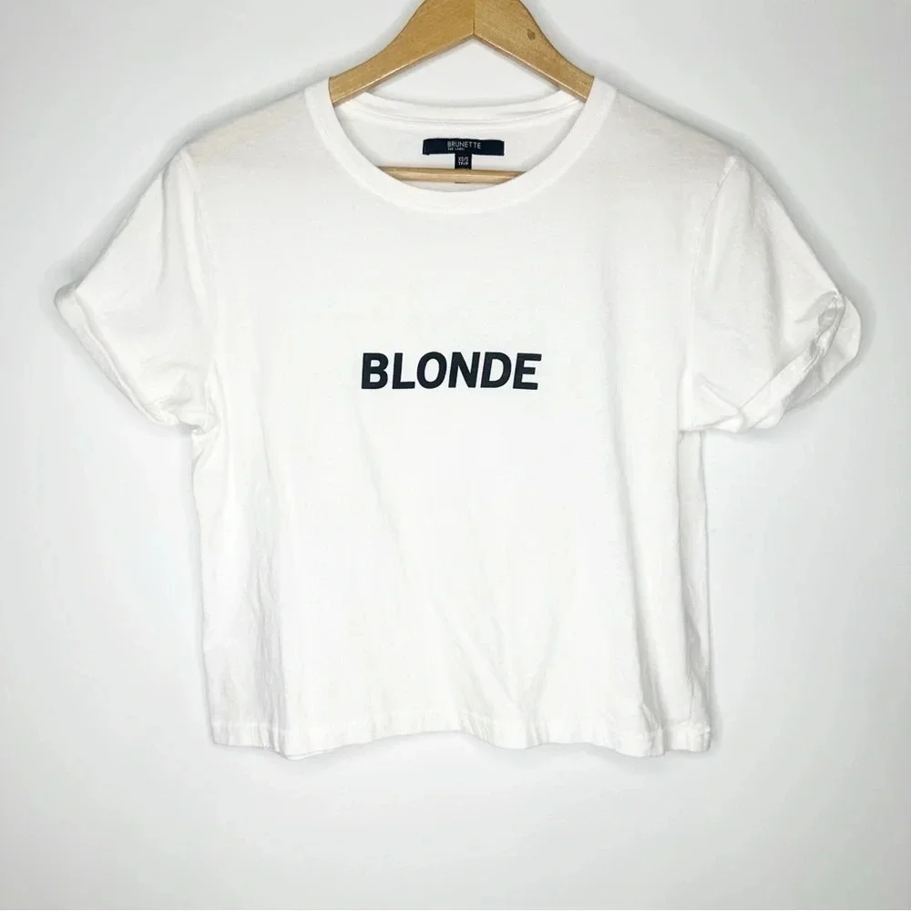 Brunette The Label Cropped Blonde Tee Size XS - Picture 1 of 4